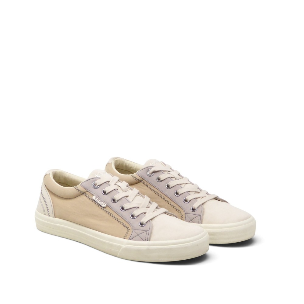 Taos Womens Plim Soul Sneakers Shoes Beige Canvas Lace Up 10